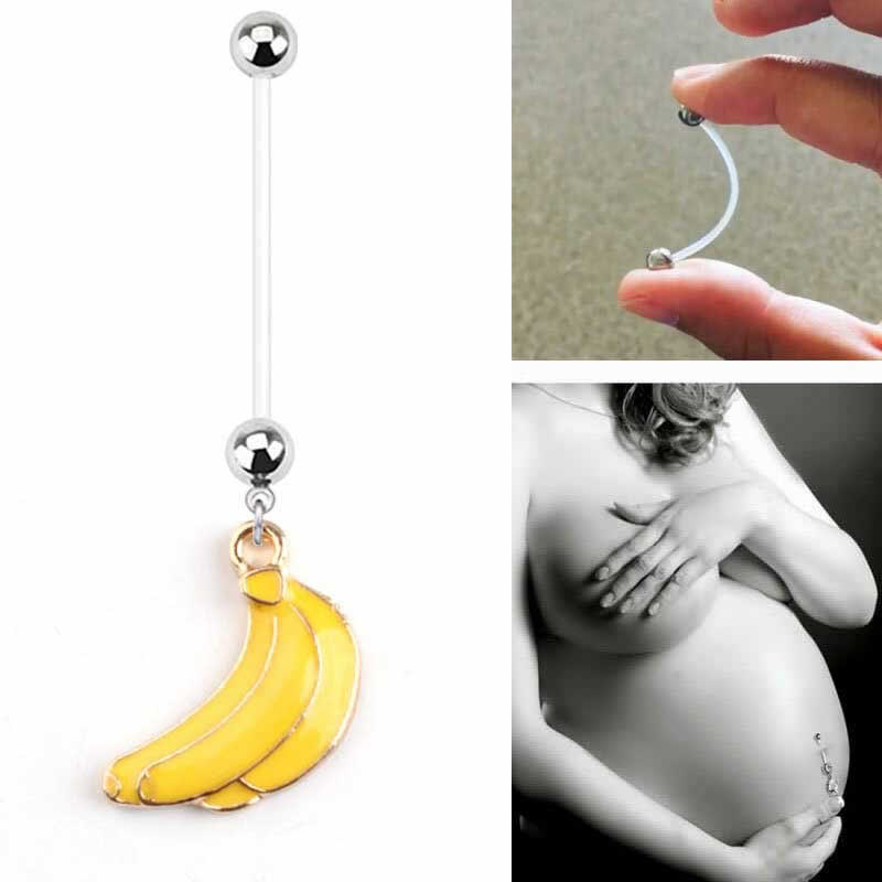 ＜グリーンピアッシング＞ バナナ妊婦用へそピアス 14G画像