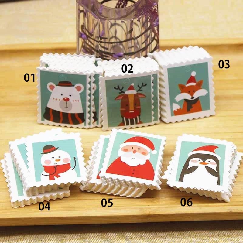 ピアス専門店グリーンピアッシング切手風クリスマスペーパータグ（5枚セット）