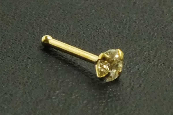 ＜グリーンピアッシング＞ ダイヤモンド（SI/2.5mm）K14YG 鼻ピアス 20G画像